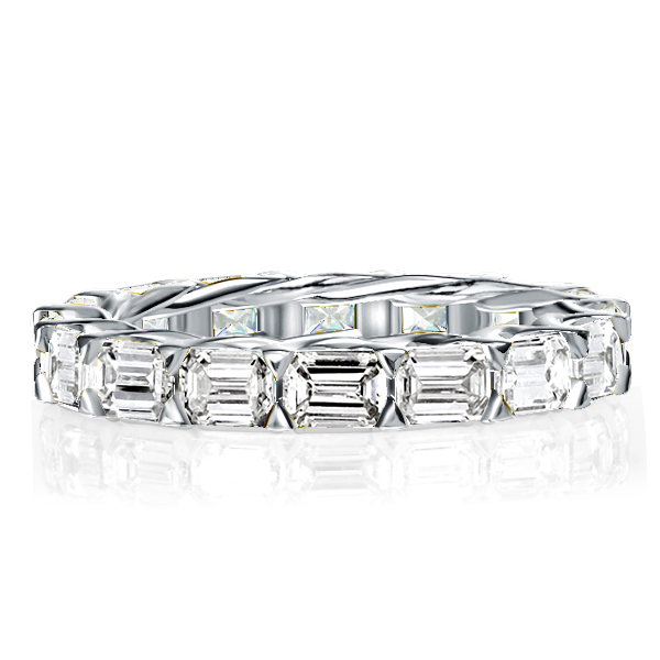 

Italo Baguette Wedding Band For Women Emerald Cut Eternity Band, White