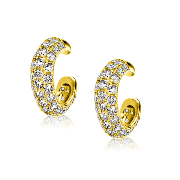 

Golden Round Cut Cuff Earrings, White