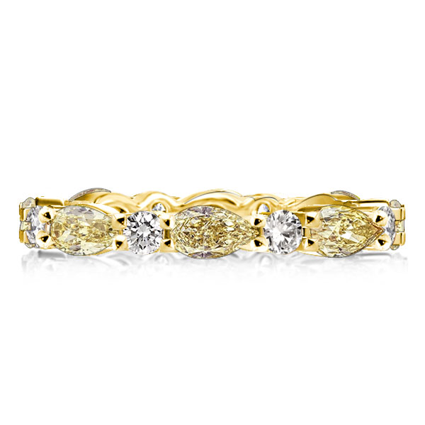 

Golden Yellow Topaz Pear & Round Cut Wedding Band, White