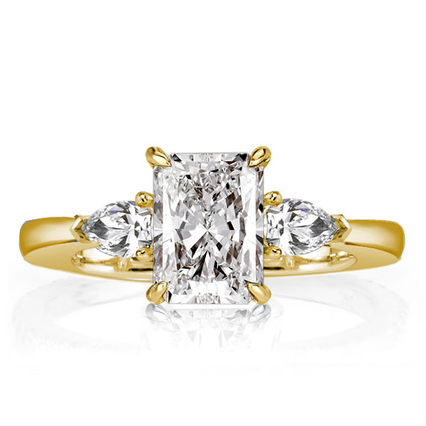 

Golden Three Stone Radiant Cut Engagement Ring, White