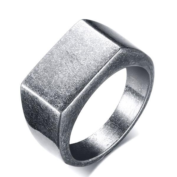 

Vintage Gray Stainless Steel Men's Wedding Band, White