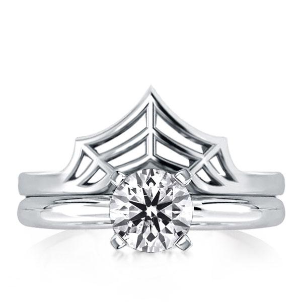 

Spider Web Design Simplicity High Polish Round Bridal Set, White