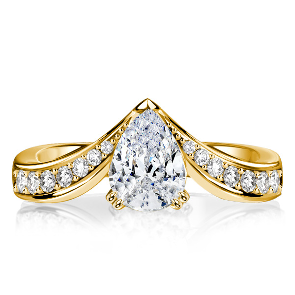 

Italo Chevron Pear Shaped White Sapphire Engagement Rings