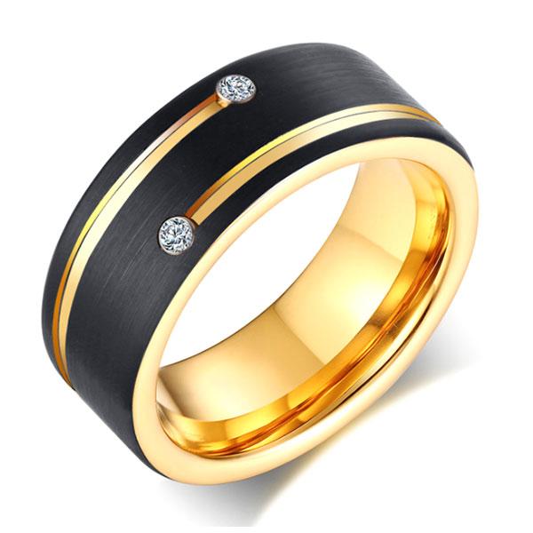 Two Tone Concave-convex Design Men's Tungsten Wedding Band | Italo Jewelry