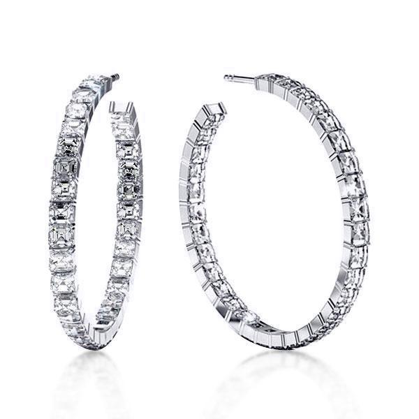 

Classic Asscher Cut Hoop Fashion Earrings For Women, White