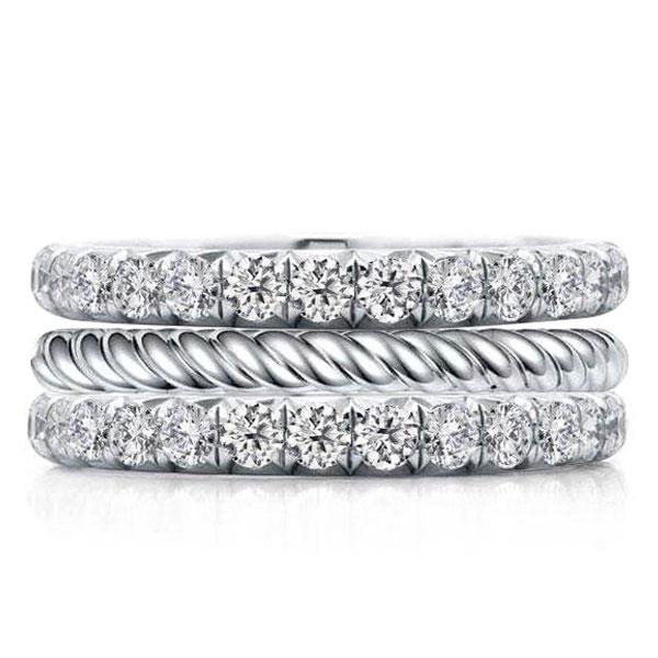 

Classic Triple Row Eternity Round Cut Stackable Band Set, White