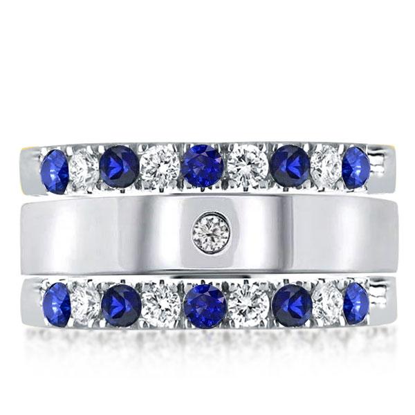 

Triple Row Blue & White Round Cut Stackable Band Set