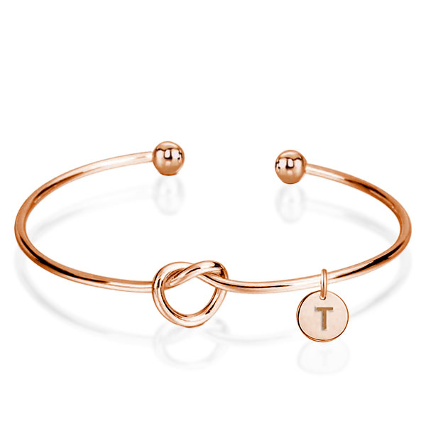 

Open Twist Bangle Bracelet in 14k Rose Gold Plating, White