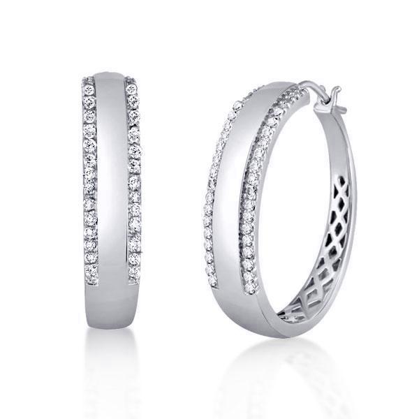 

Round Cut Silver Hoop Earrings For Women, White