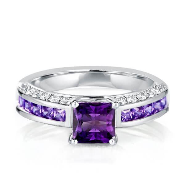 

Italo Amythyst Ring Princess Cut Vintage Engagement Ring, White