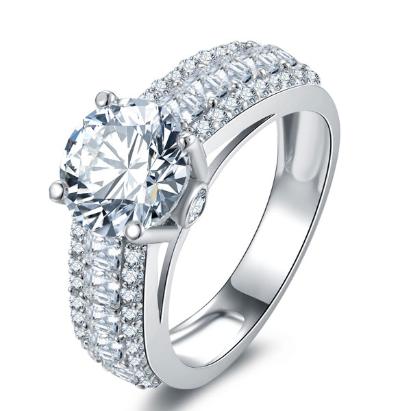 

Cathedral Triple Row Engagement Ring, White