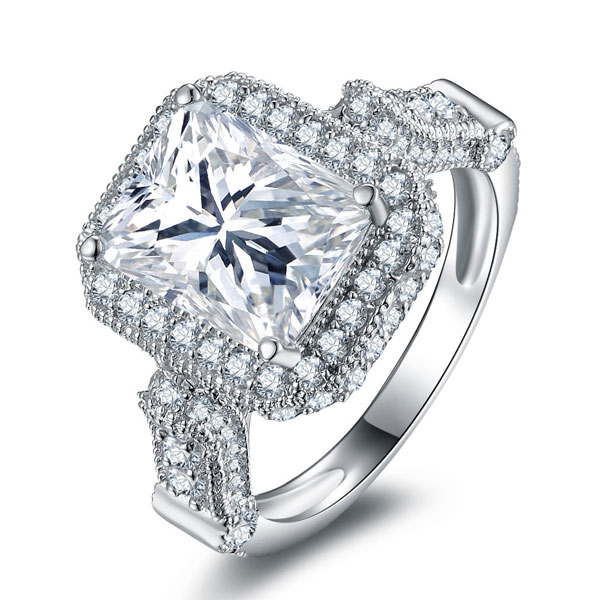 

Halo Created White Sapphire Engagement Ring