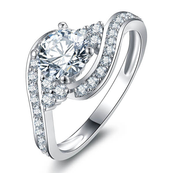 

Bypass Cluster Six Stone Round Engagement Ring, White