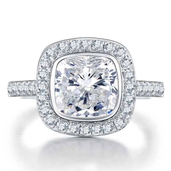 

Italo Halo Created White Sapphire Engagement Ring