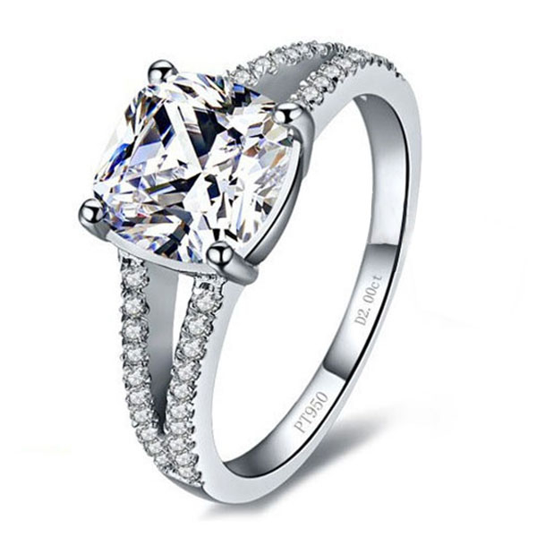 

Italo Cushion Spilt Shank Created White Sapphire Engagement Ring