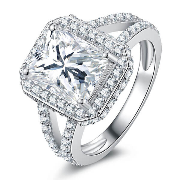 

Italo Halo Split Shank Created White Sapphire Engagement Ring