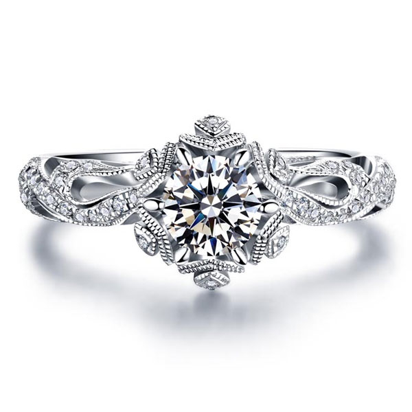 

Italo Vintage Engagement Ring Affordable Unique Engagement Ring, White