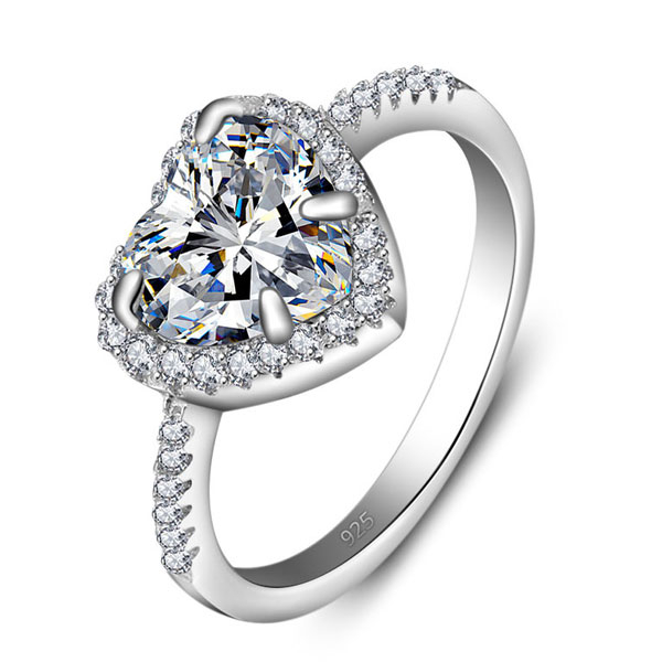 

Italo Halo Heart Created White Sapphire Engagement Ring