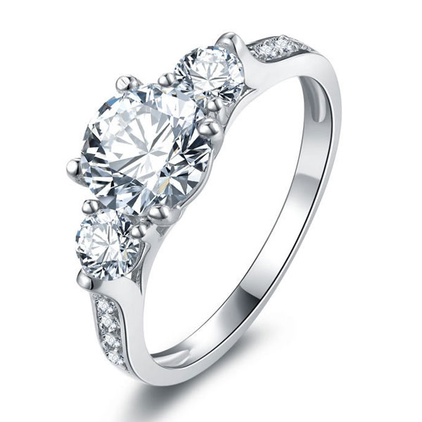 Three Stone Engagement Ring,Italo Classic Three Stone Created White ...