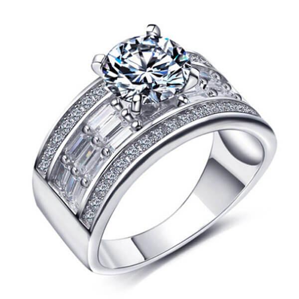 

Italo Tiple Row Baguette Created White Sapphire Engagement Ring