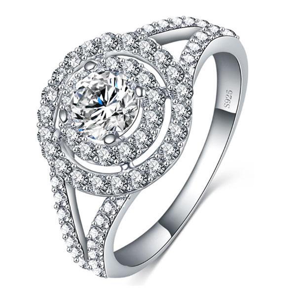 

Italo Spilt Shank Halo Created White Sapphire Engagement Ring