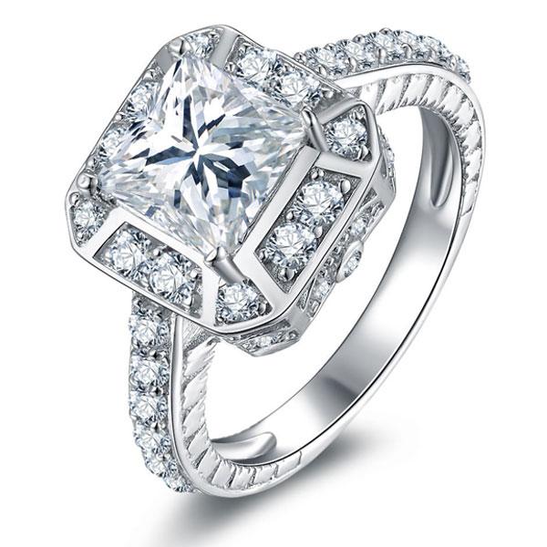 

Italo Halo Created White Sapphire Engagement Ring