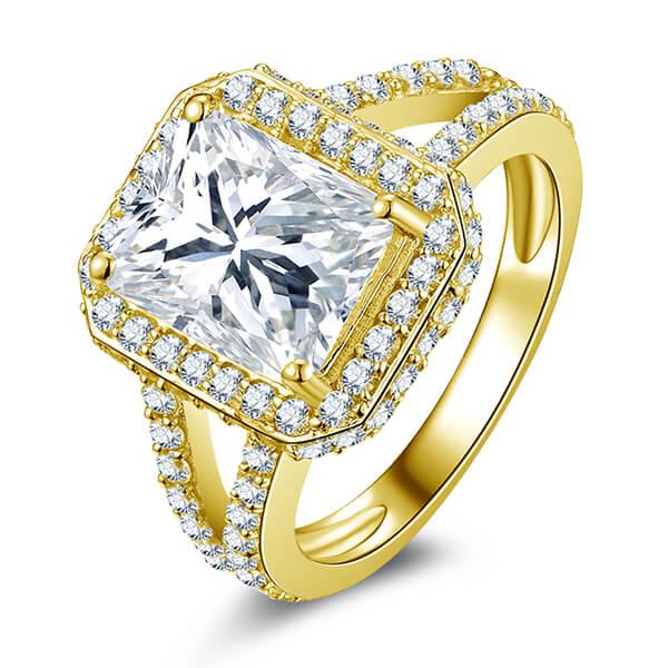 

Halo Split Shank Yellow Gold Engagement Ring, White