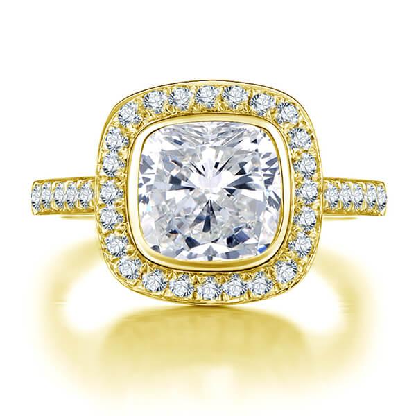 

Italo Halo Yellow Gold Created White Sapphire Engagement Ring