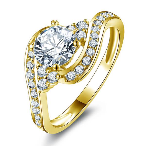 

Bypass Cluster Six Stone Yellow Tone Engagement Ring, White