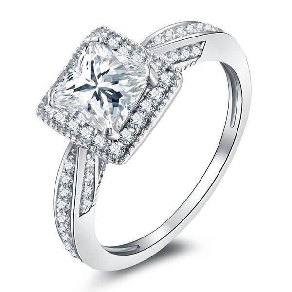 

Italo Halo Milgrain Created White Sapphire Engagement Ring