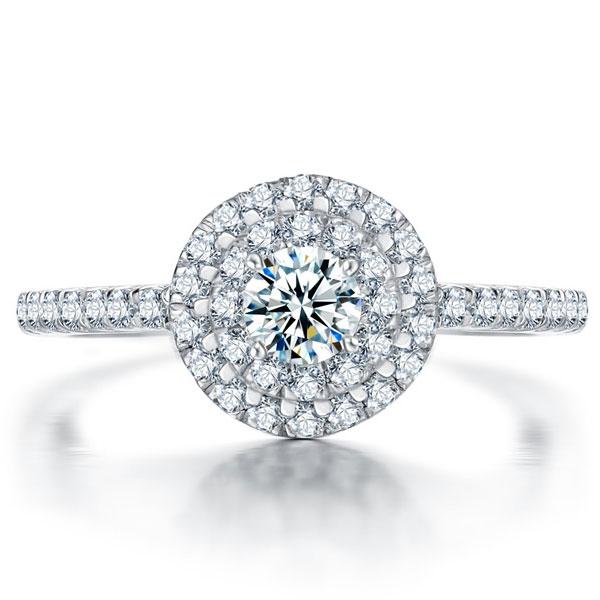 Italo Micro Pave Halo Created White Sapphire Engagement Ring