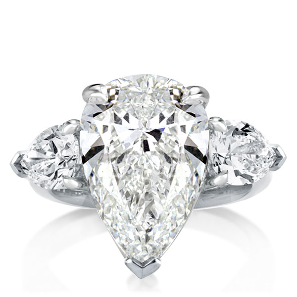 

Italo Three Stone Pear Created White Sapphire Engagement Ring