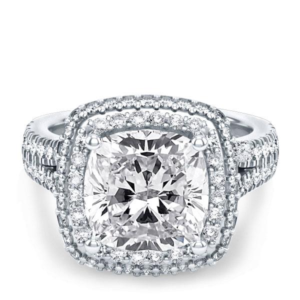 

Italo Halo Split Shank Created White Sapphire Engagement Ring