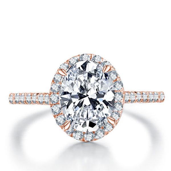 

Italo Rose Gold Halo Oval Created White Sapphire Engagement Ring