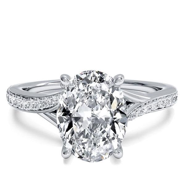 

Italo Bypass Oval Created White Sapphire Engagement Ring