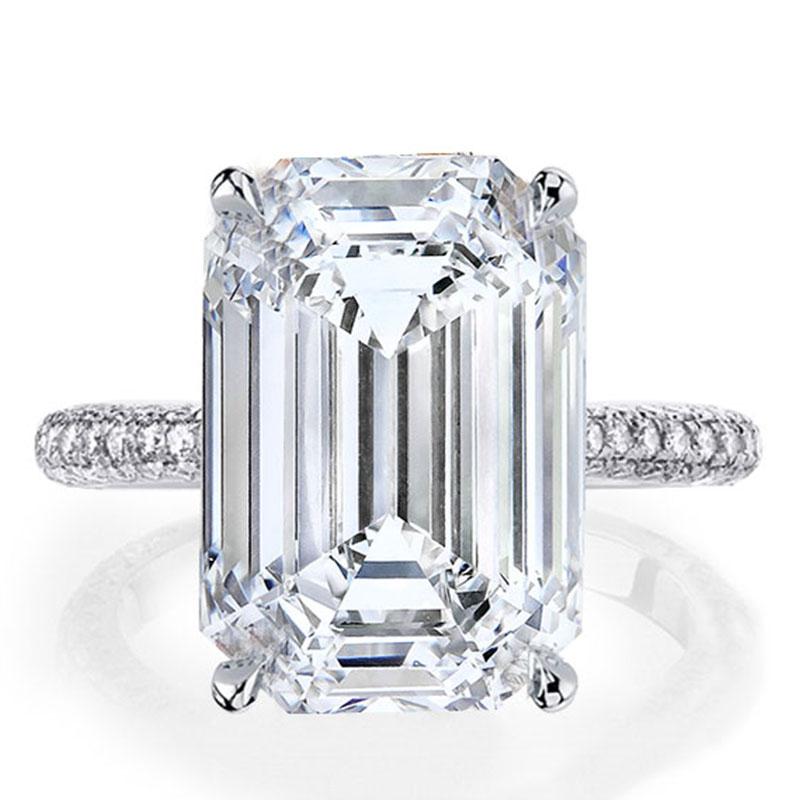 

Italo Emerald Cut Engagement Ring Affordable With Hidden Halo, White