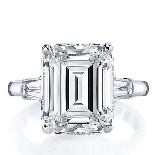 

Italo Emerald Cut Engagement Ring 3 Stone Ring Promise Ring, White