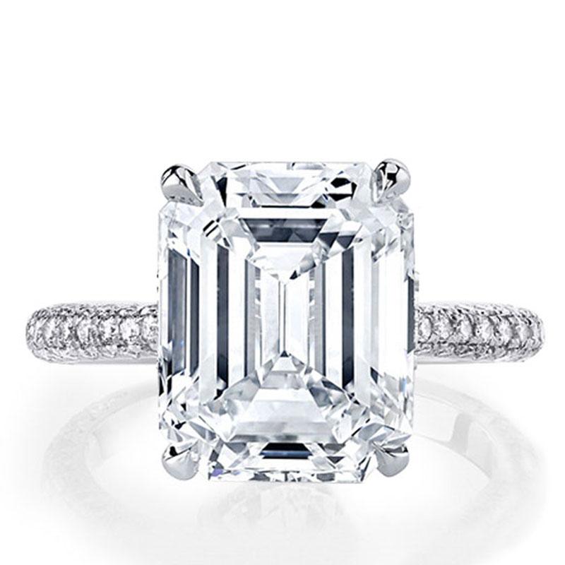 Classic White Sapphire Engagement Ring,Italo Classic Emerald Created ...