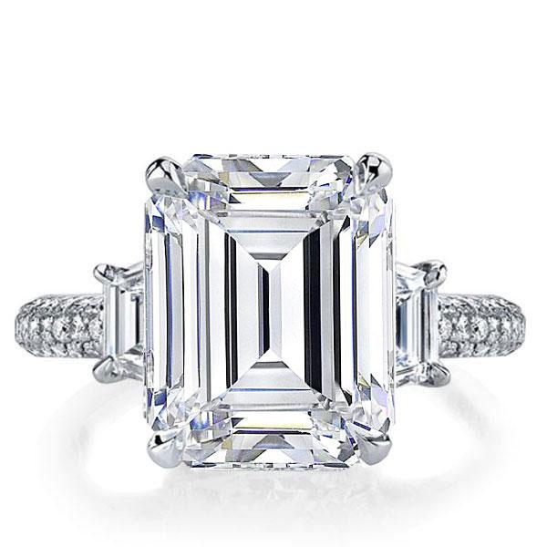 

Italo Emerald Three Stone Created White Sapphire Engagement Ring
