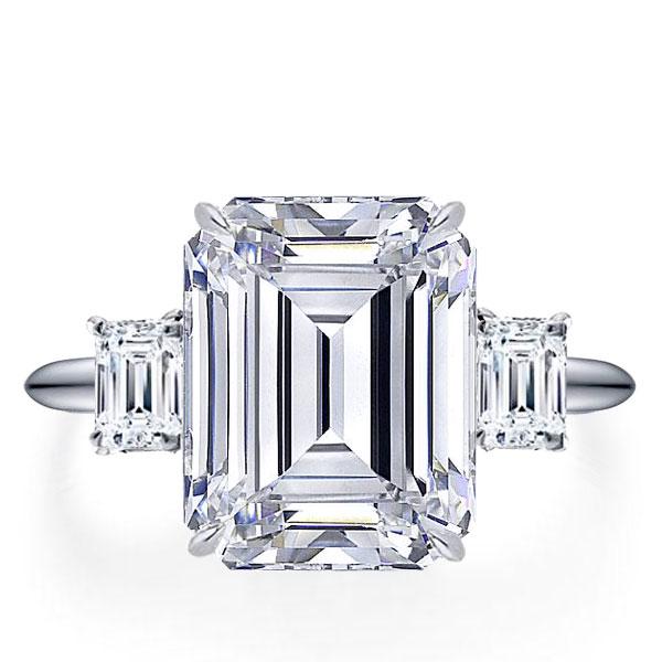 

Italo Three Stone Emerald Created White Sapphire Engagement Ring