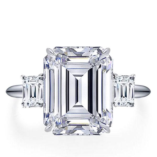 

Italo Emerald Cut Engagement Ring 3 Stone Ring Affordable, White