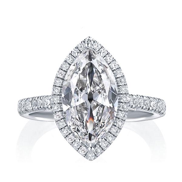 Classic Halo Marquise Engagement Ring, White