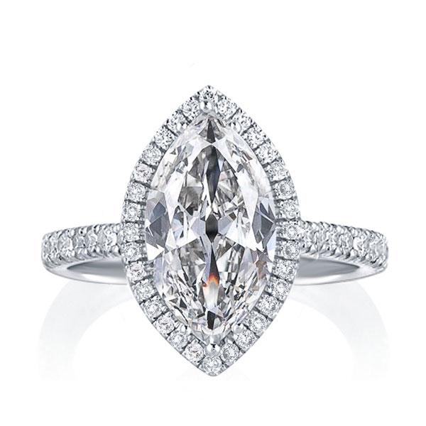 

Classic Halo Marquise Engagement Ring, White