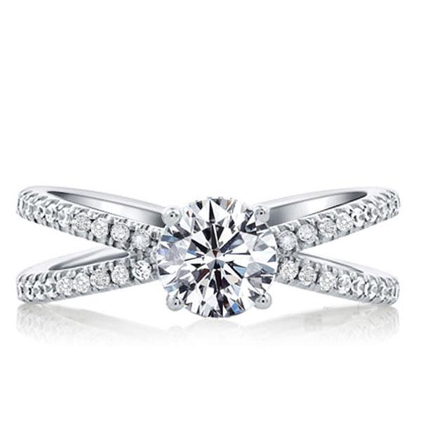 

Italo Classic Split Shank Created White Sapphire Engagement Ring