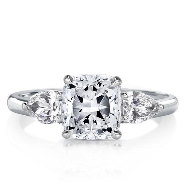

Italo Three Stone Cushion Created White Sapphire Engagement Ring