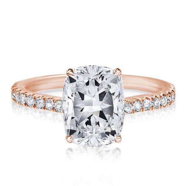 

Italo Rose Gold Cushion Created White Sapphire Engagement Ring