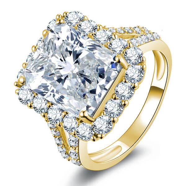 Golden Halo Split Shank Engagement Ring, White