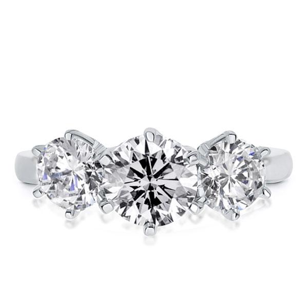 

Italo Three Stone Created White Sapphire Engagement Ring