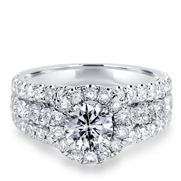 

Italo Halo Triple Row Created White Sapphire Engagement Ring