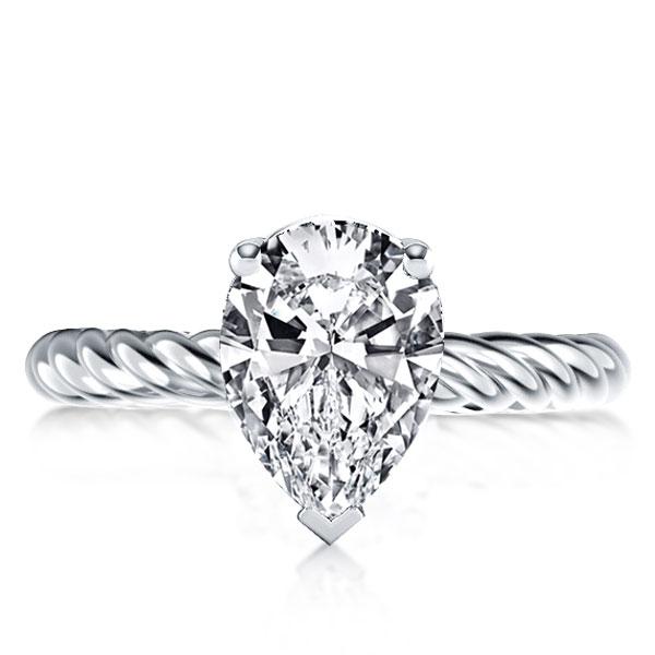 

Italo Rope Shank Pear Created White Sapphire Engagement Ring